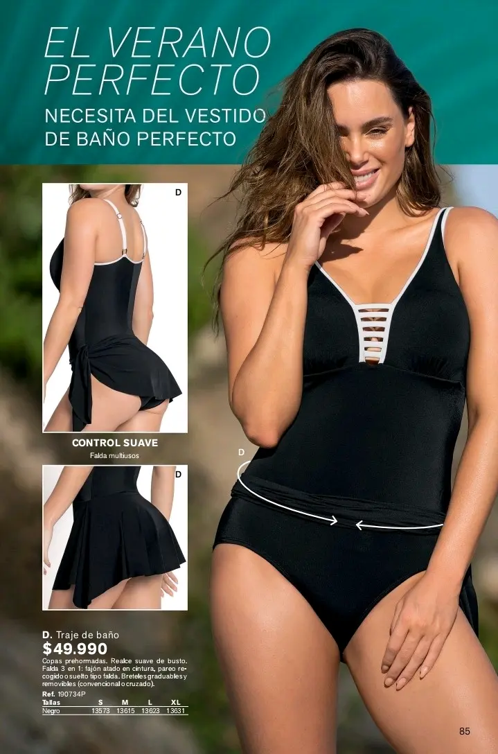 Traje de baño negro con control