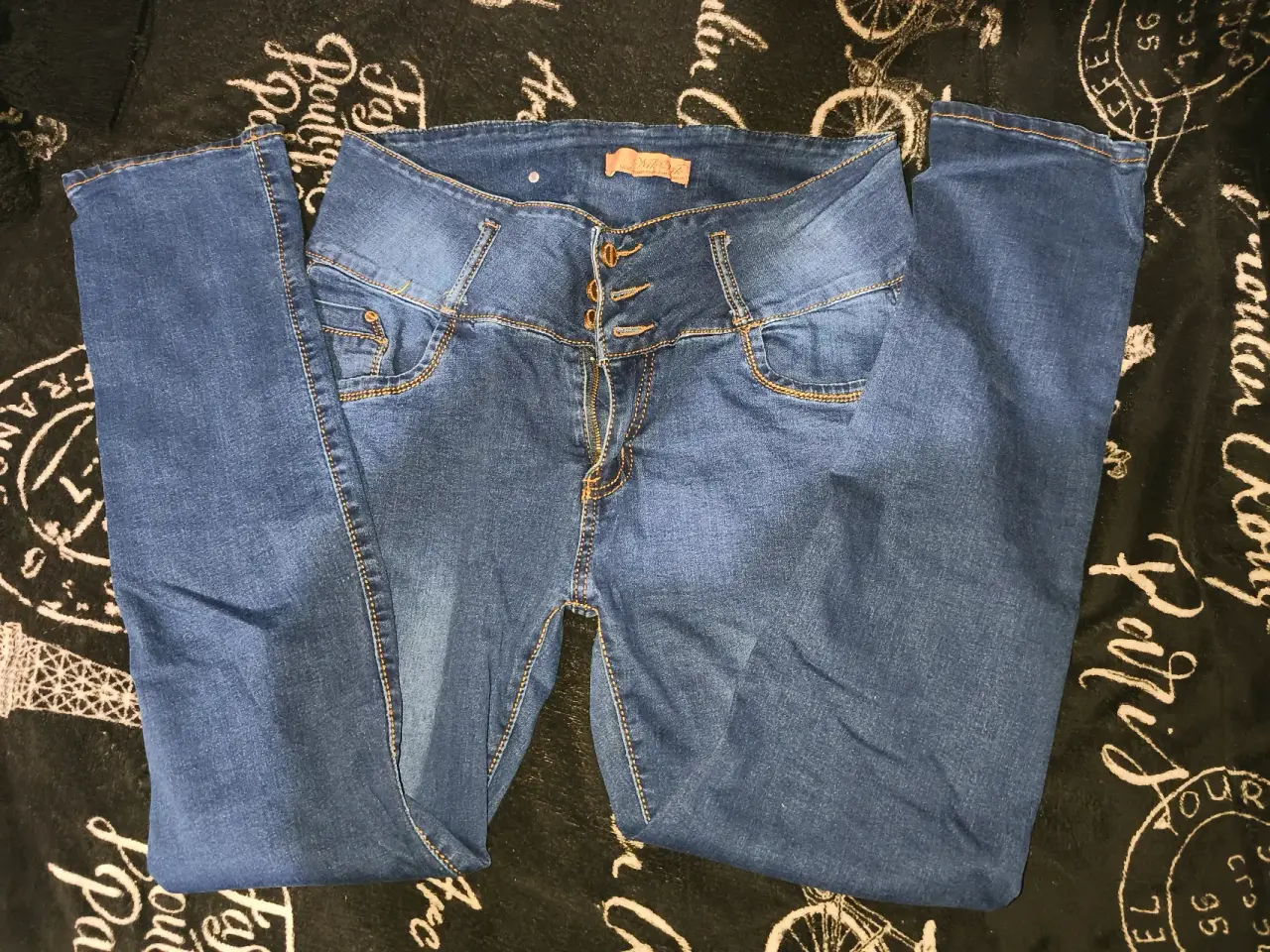 Jeans rectos azul oscuro - miniatura 1
