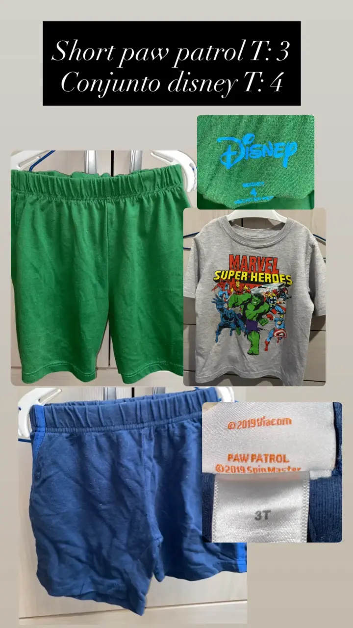 Conjunto infantil Disney y Paw Patrol