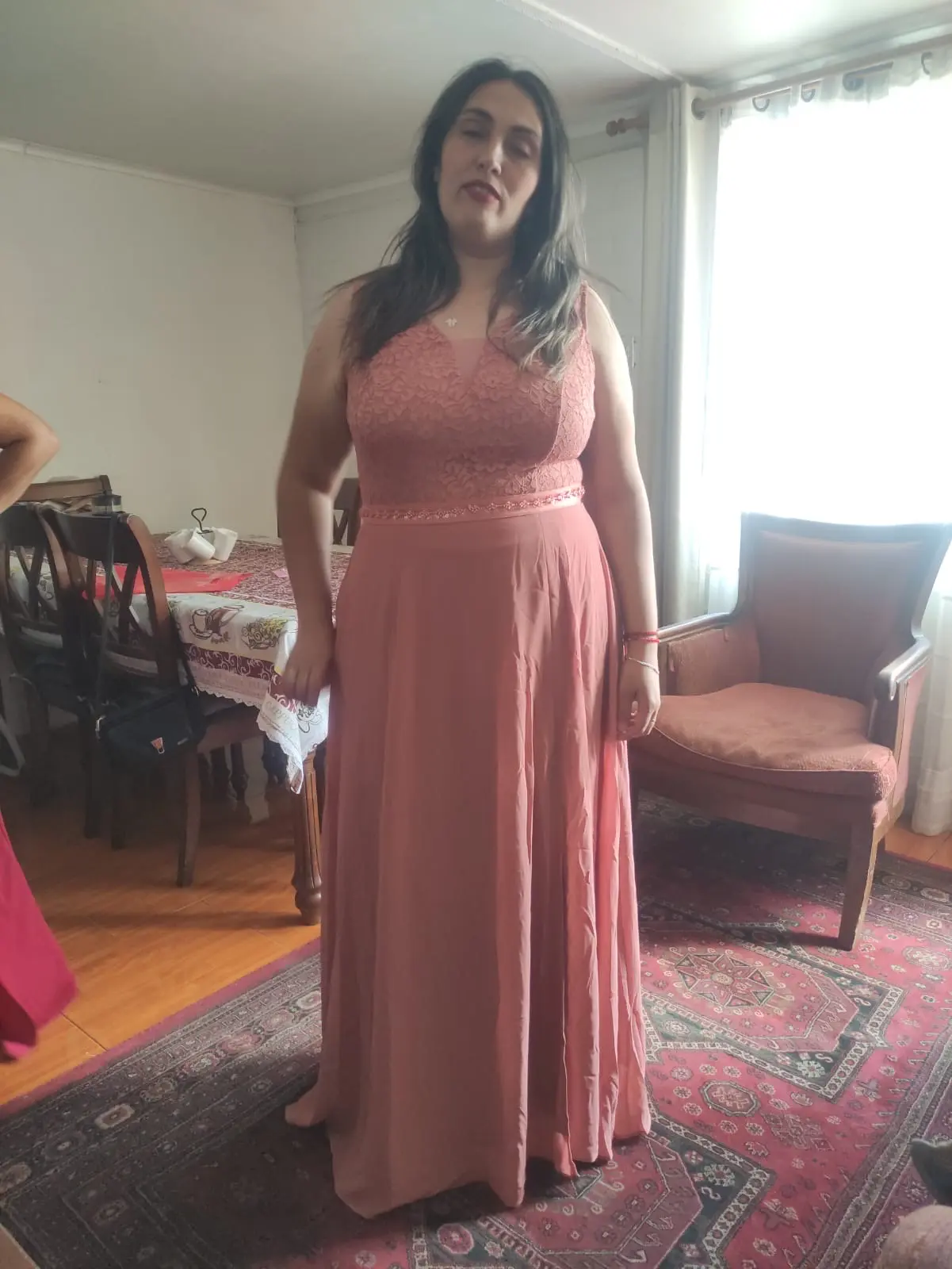 Vestido largo rosa elegante