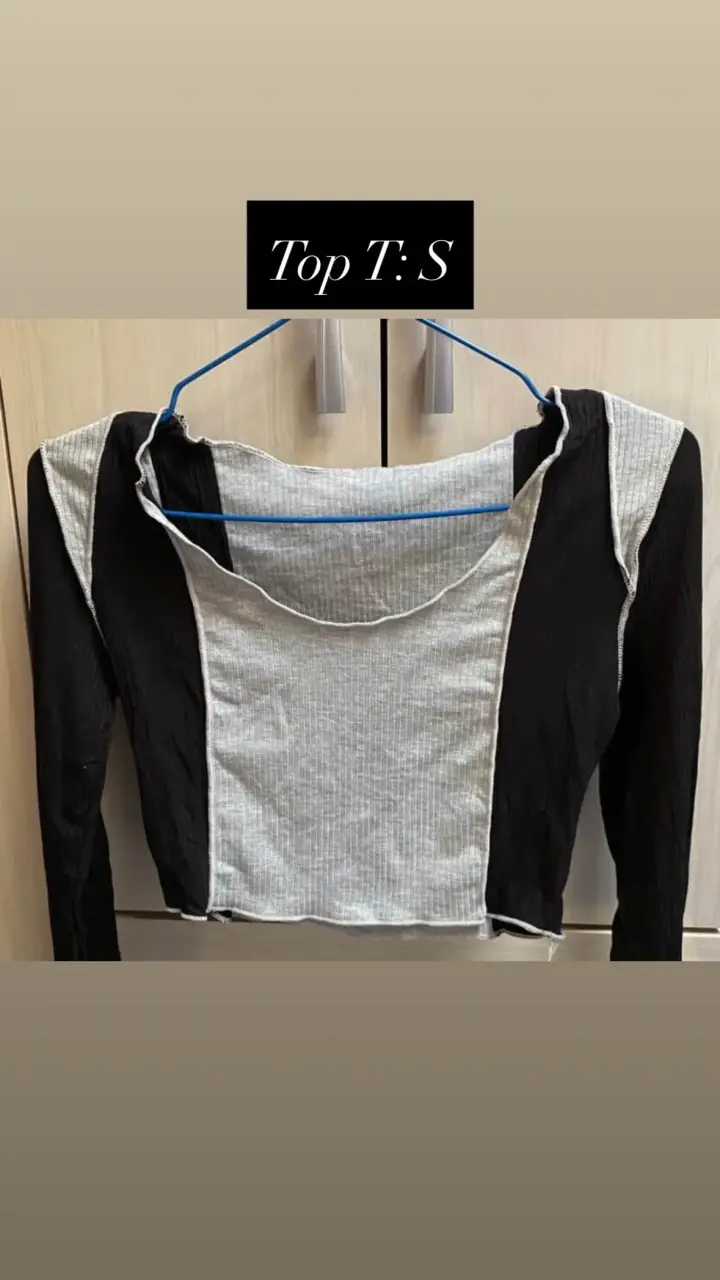 Top bicolor manga larga