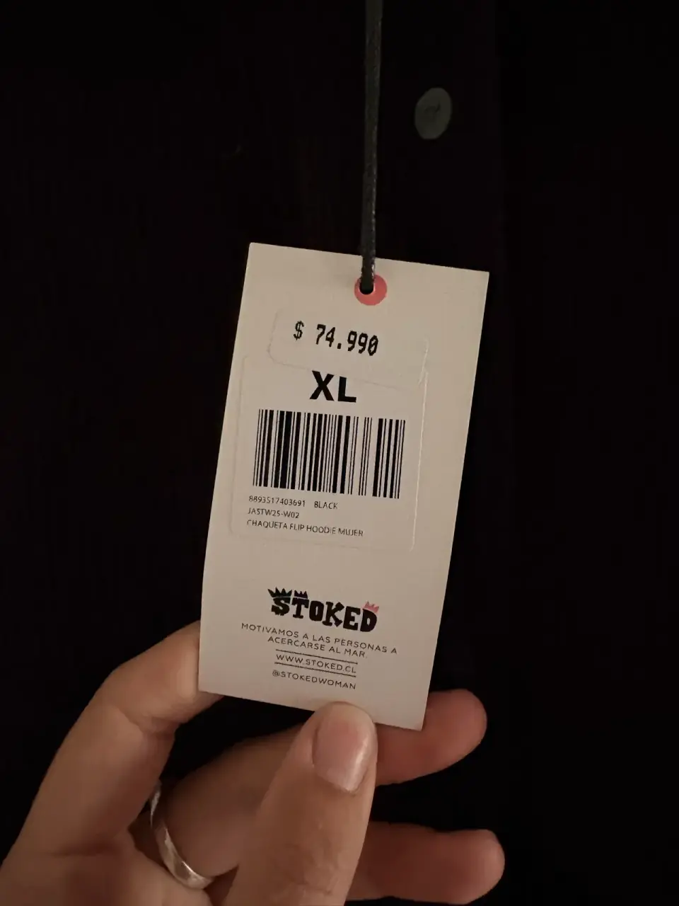 Chaqueta negra Stoked con capucha - miniatura 2