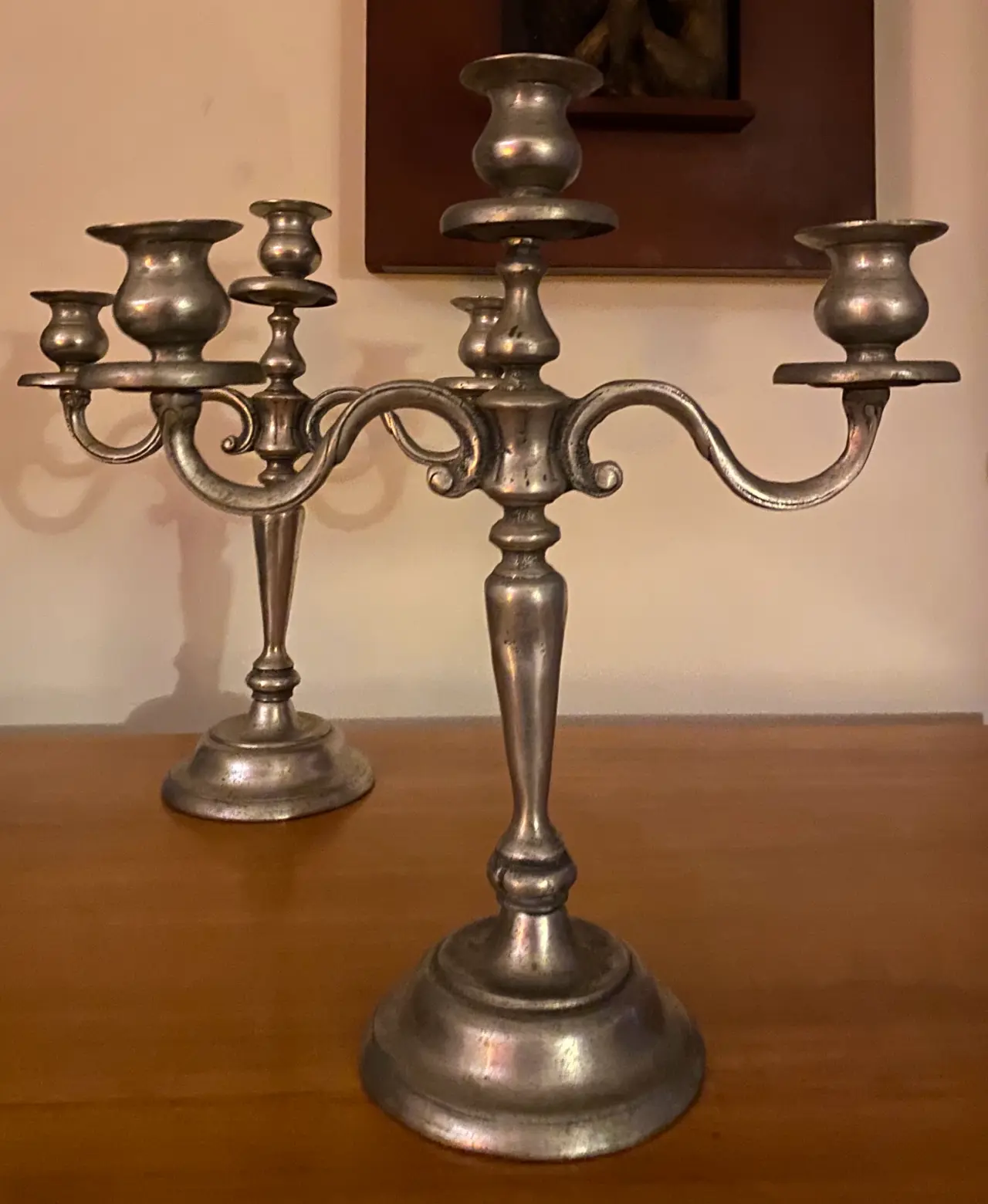Candelabros vintage de Peltre