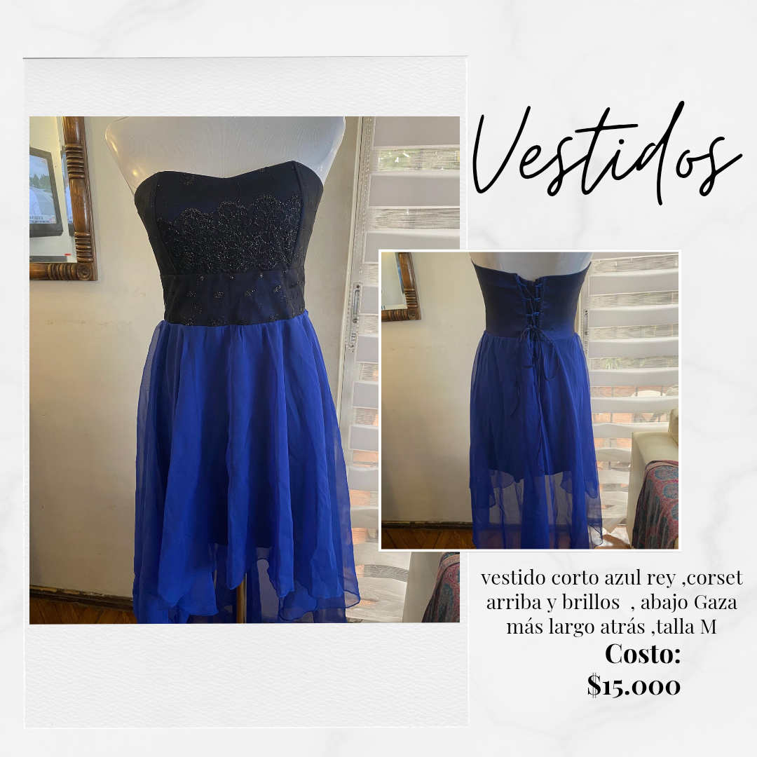Vestido corto azul con corset