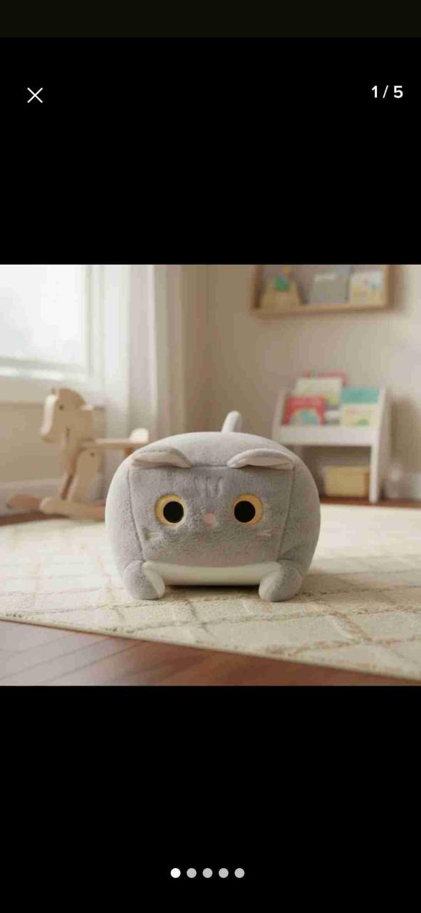 Peluche grande de gato gris