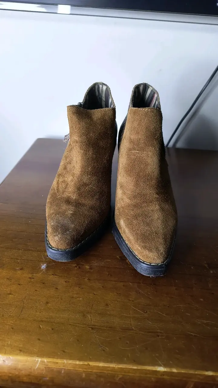 Botines cuero taco bajo color café - miniatura 2