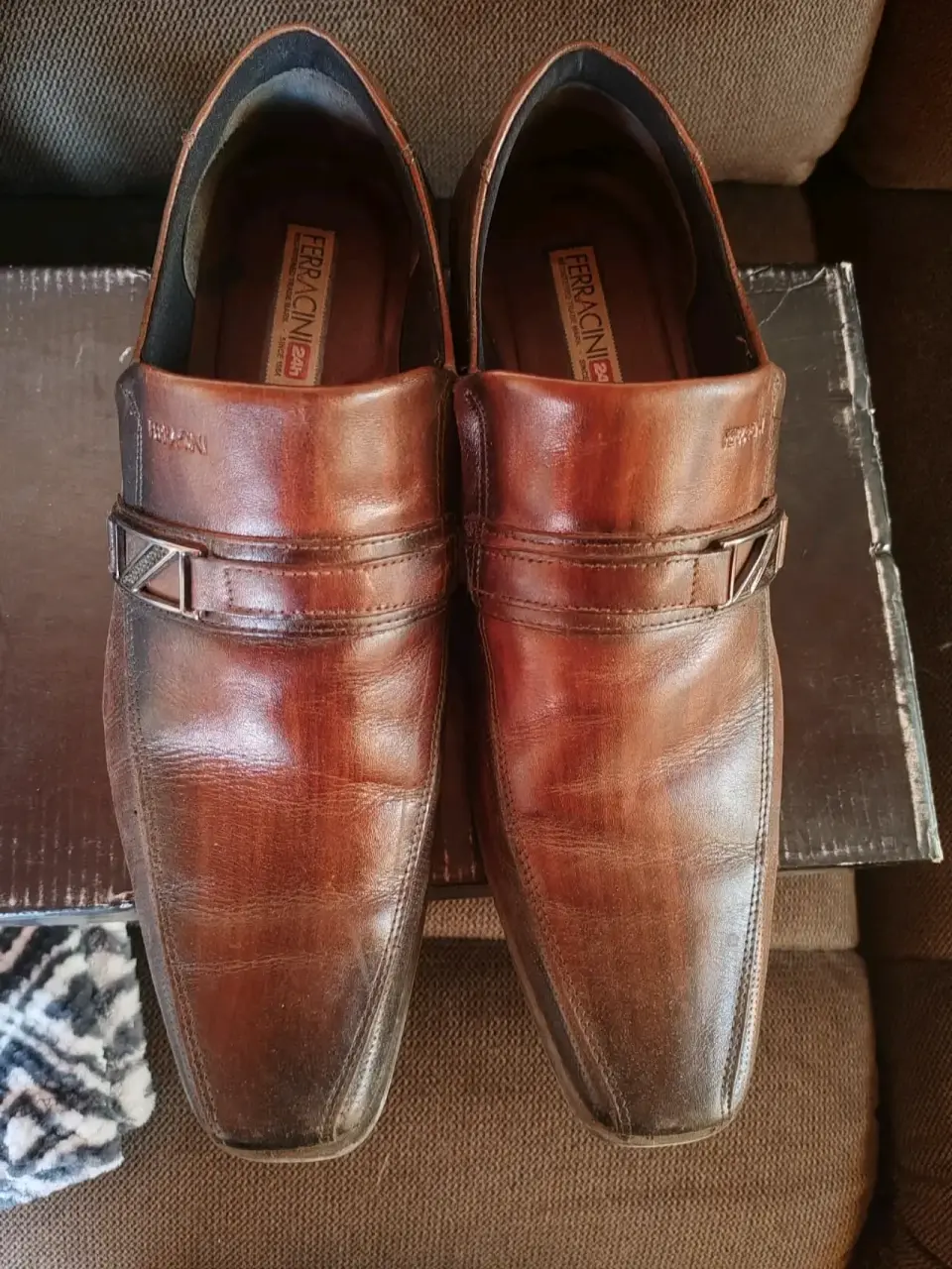 Zapatos de cuero marrón Ferracini - miniatura 1