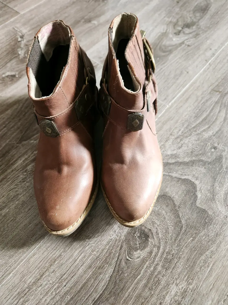 Botines de cuero marrón - miniatura 3