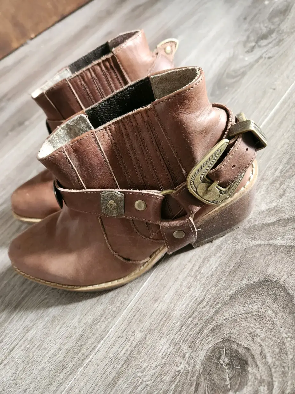 Botines de cuero marrón - miniatura 4