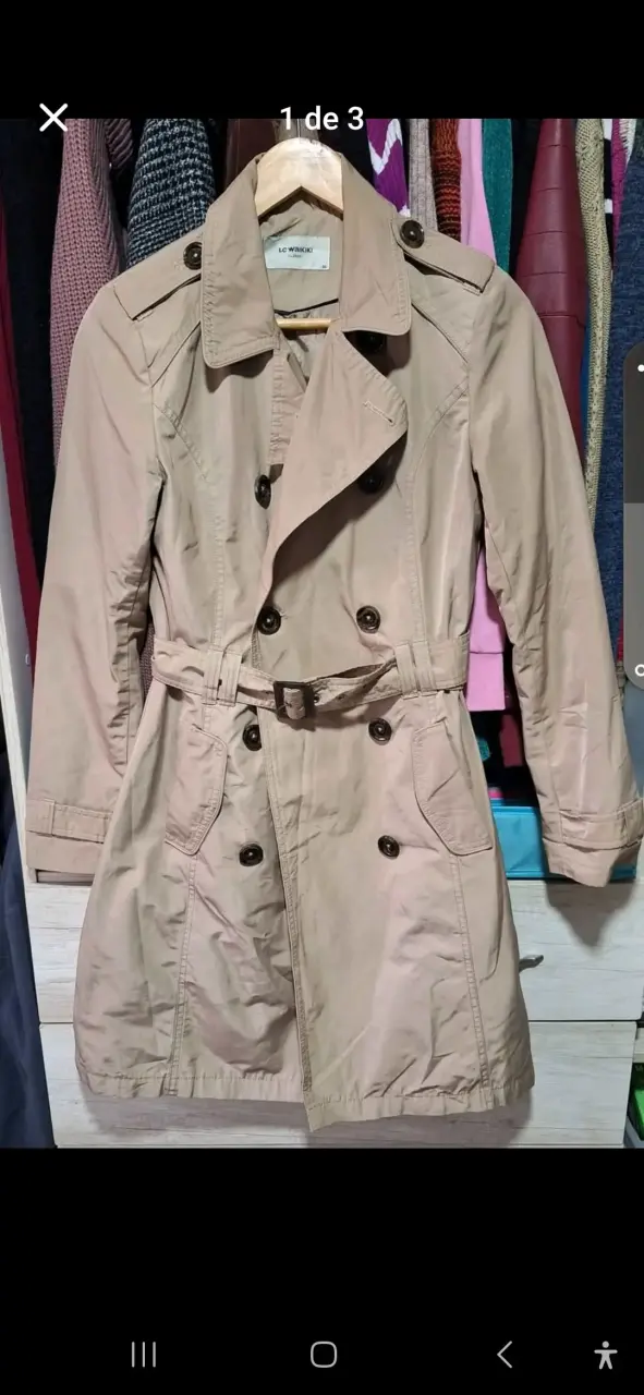 Abrigo Tench beige con cinturón - miniatura 1