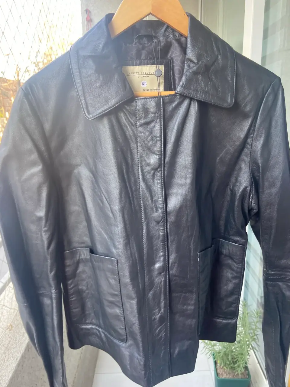 Chaqueta de cuero negra XL  (sirve para talla M/L - miniatura 1
