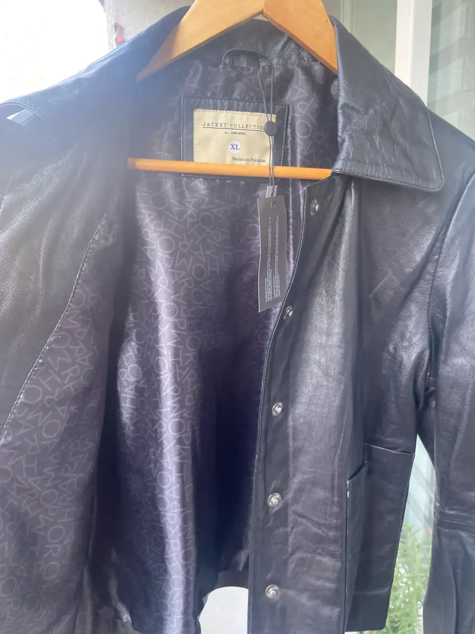 Chaqueta de cuero negra XL  (sirve para talla M/L - miniatura 3