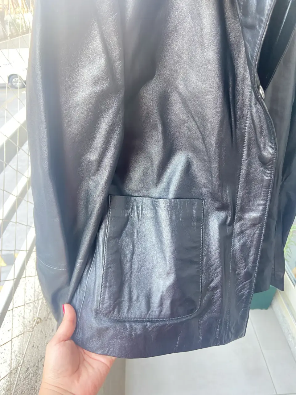 Chaqueta de cuero negra XL  (sirve para talla M/L - miniatura 4