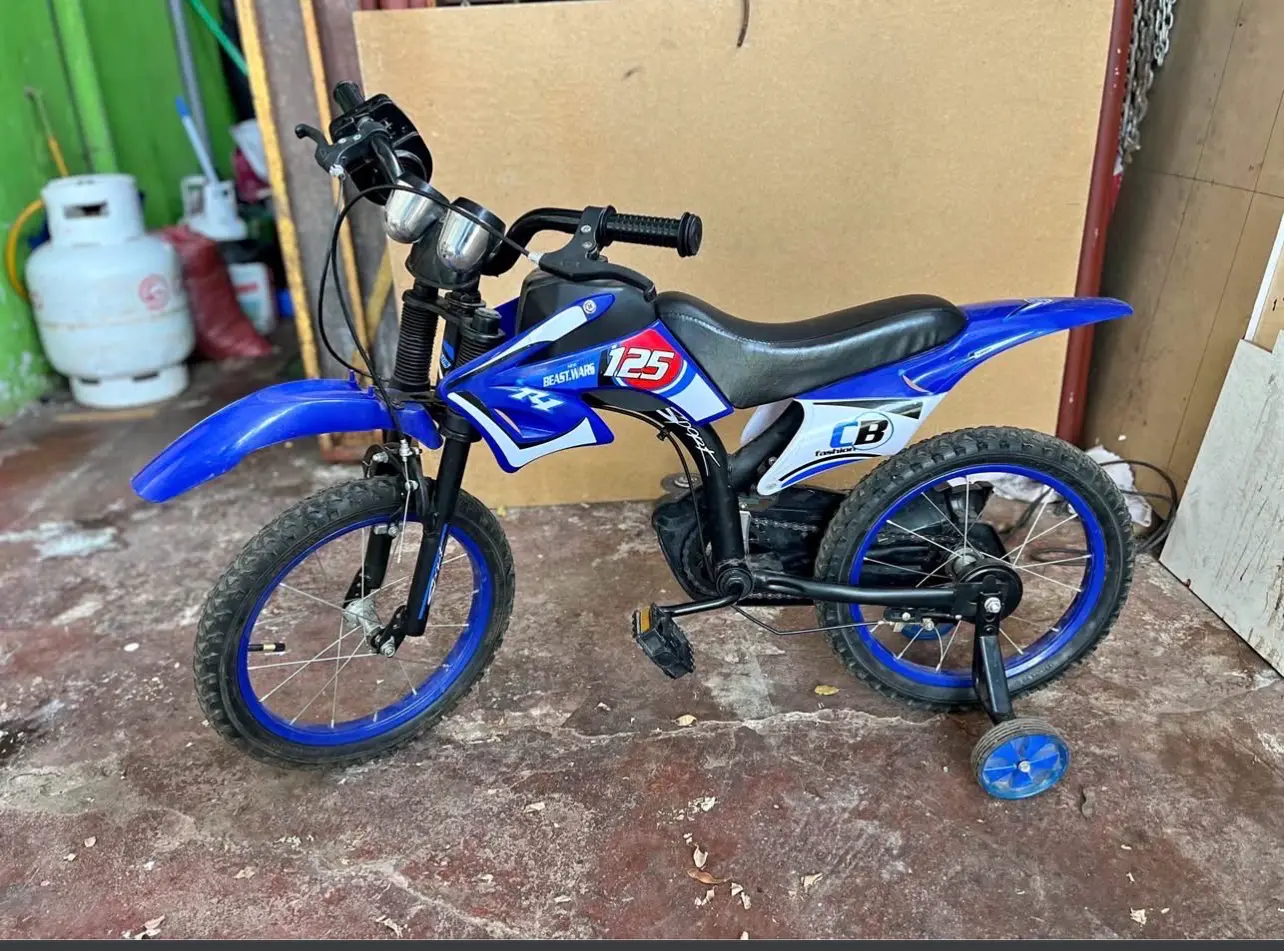 Bicicleta infantil moto azul