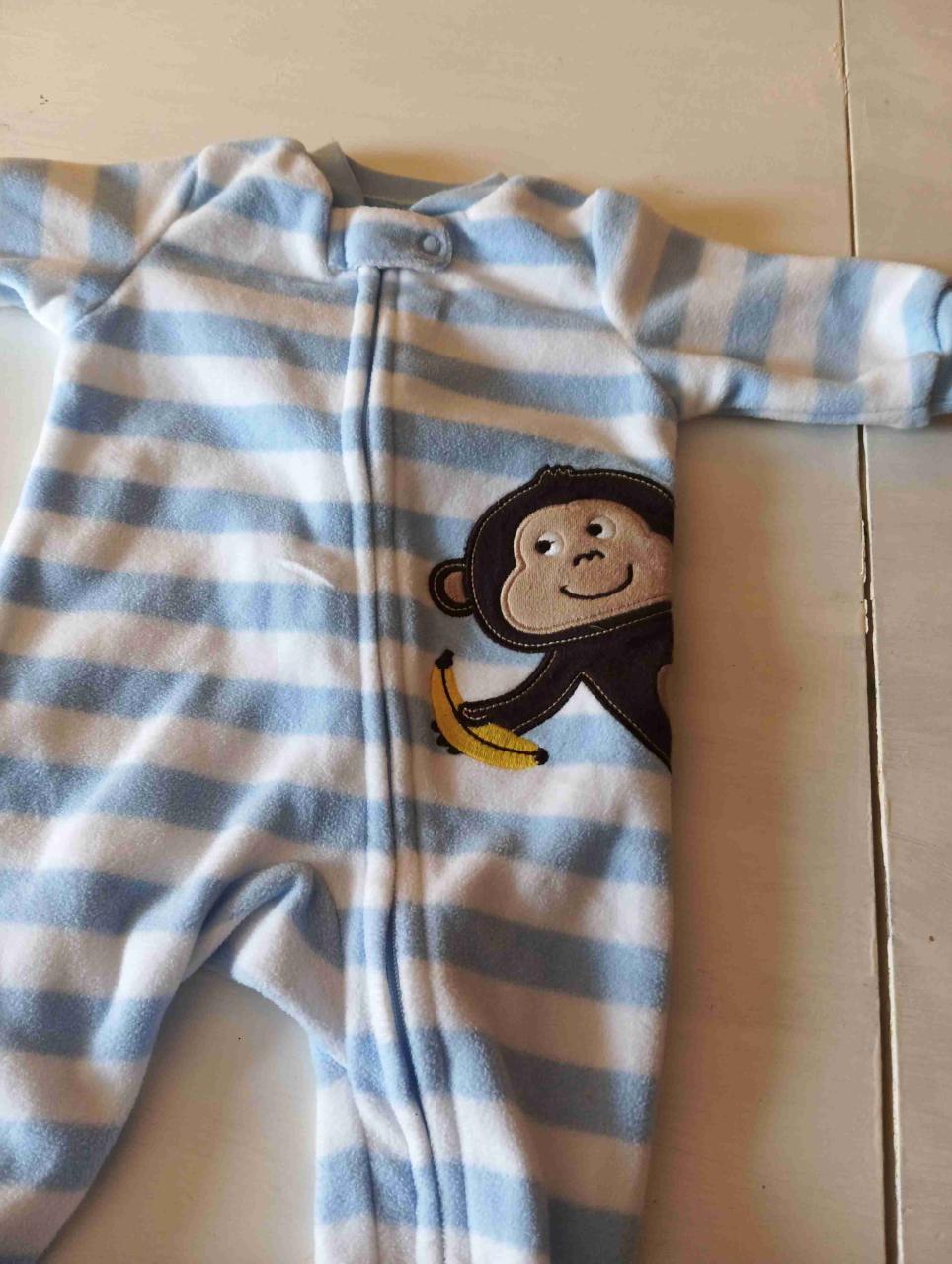 Pijama bebé rayado azul mono, unisex - miniatura 2