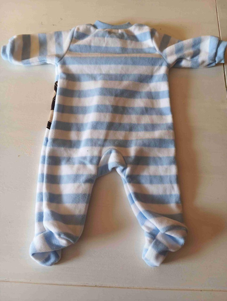 Pijama bebé rayado azul mono, unisex - miniatura 3