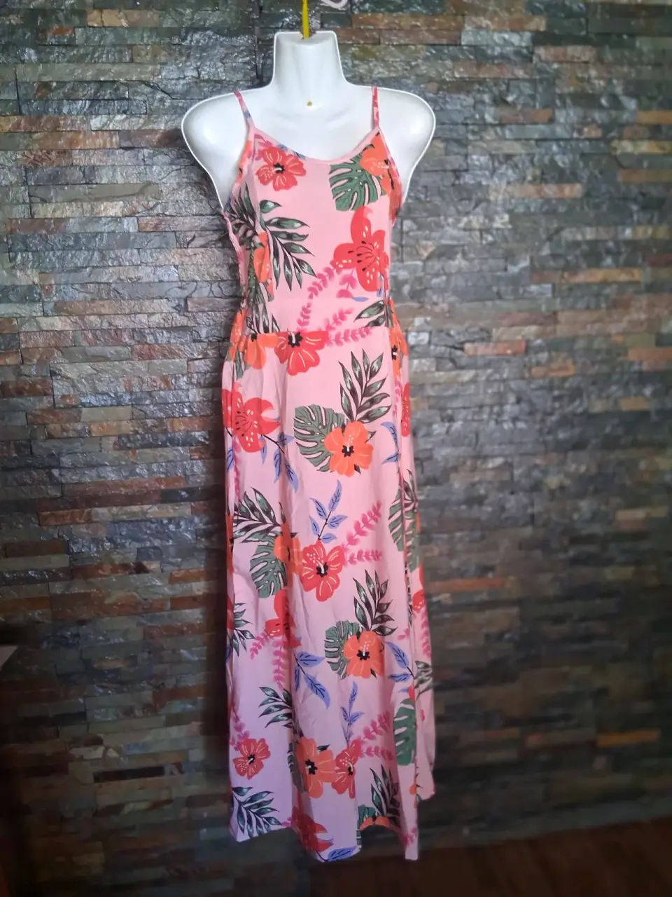 Vestido largo floral rosado - miniatura 1