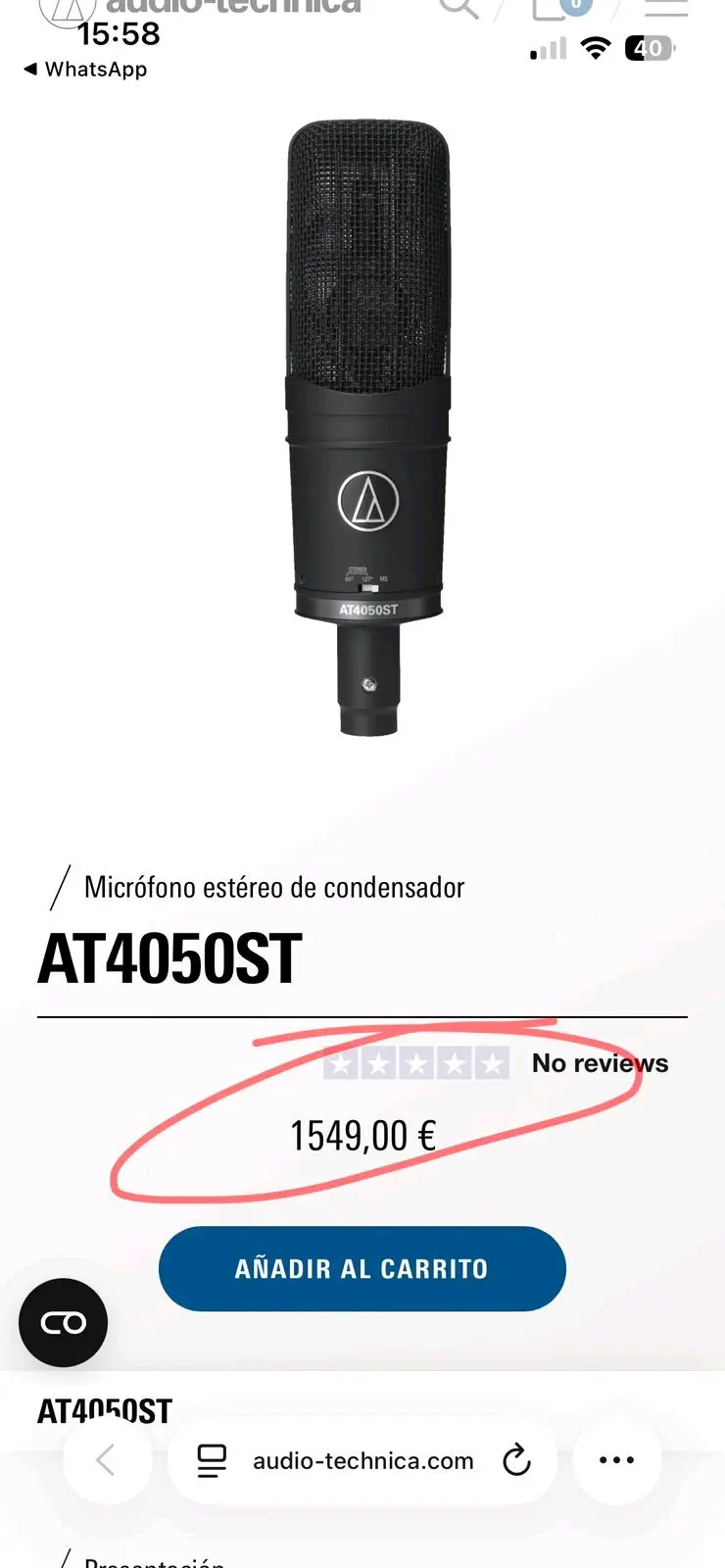 Micrófono Profesional Audio-Technica AT4050ST - miniatura 6