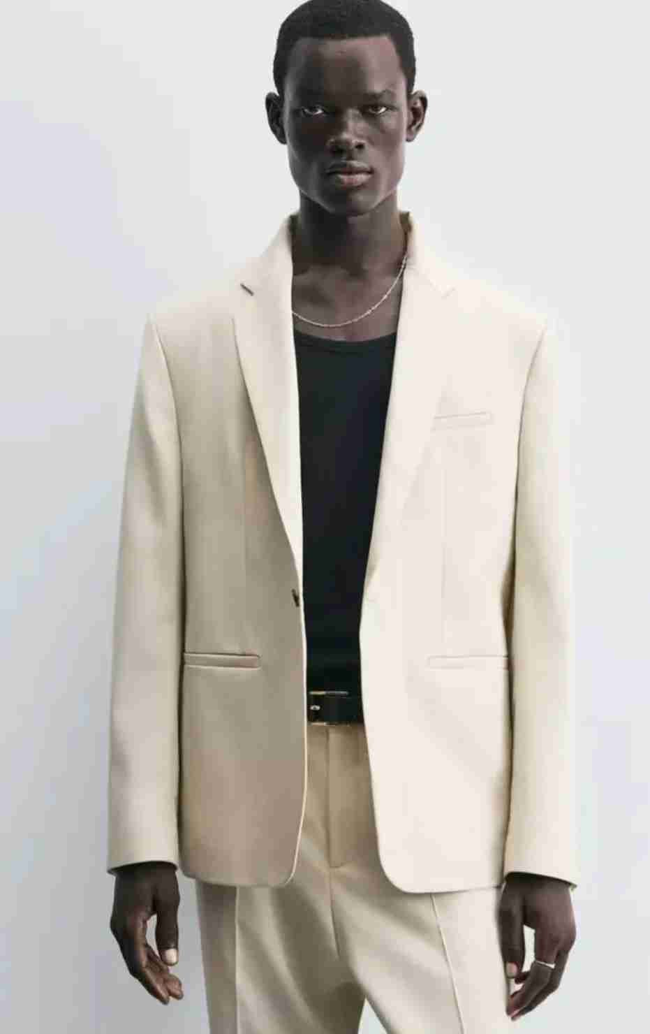 Blazer Traje de Hombre, Color Crudo, Liviano, Zara - miniatura 3