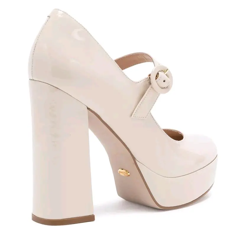 Zapatos de tacón crema elegante - miniatura 2
