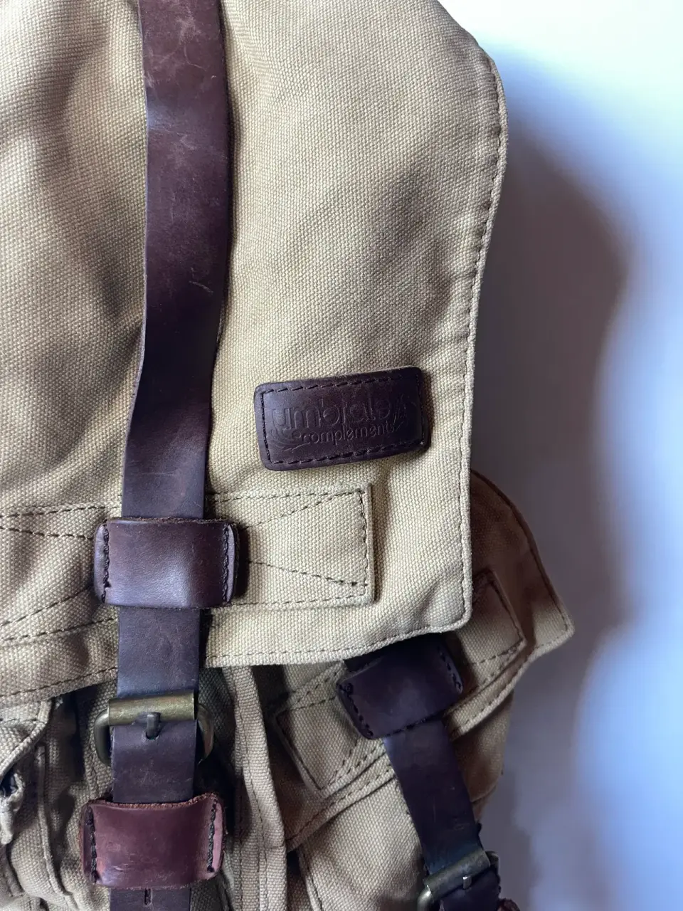 Mochila umbrale estilo vintage  con cuero - miniatura 2