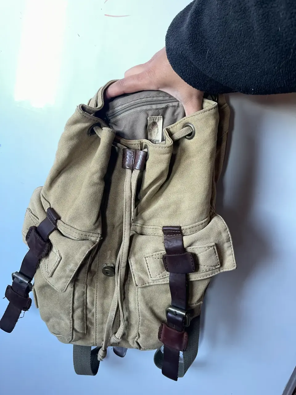 Mochila umbrale estilo vintage  con cuero - miniatura 3