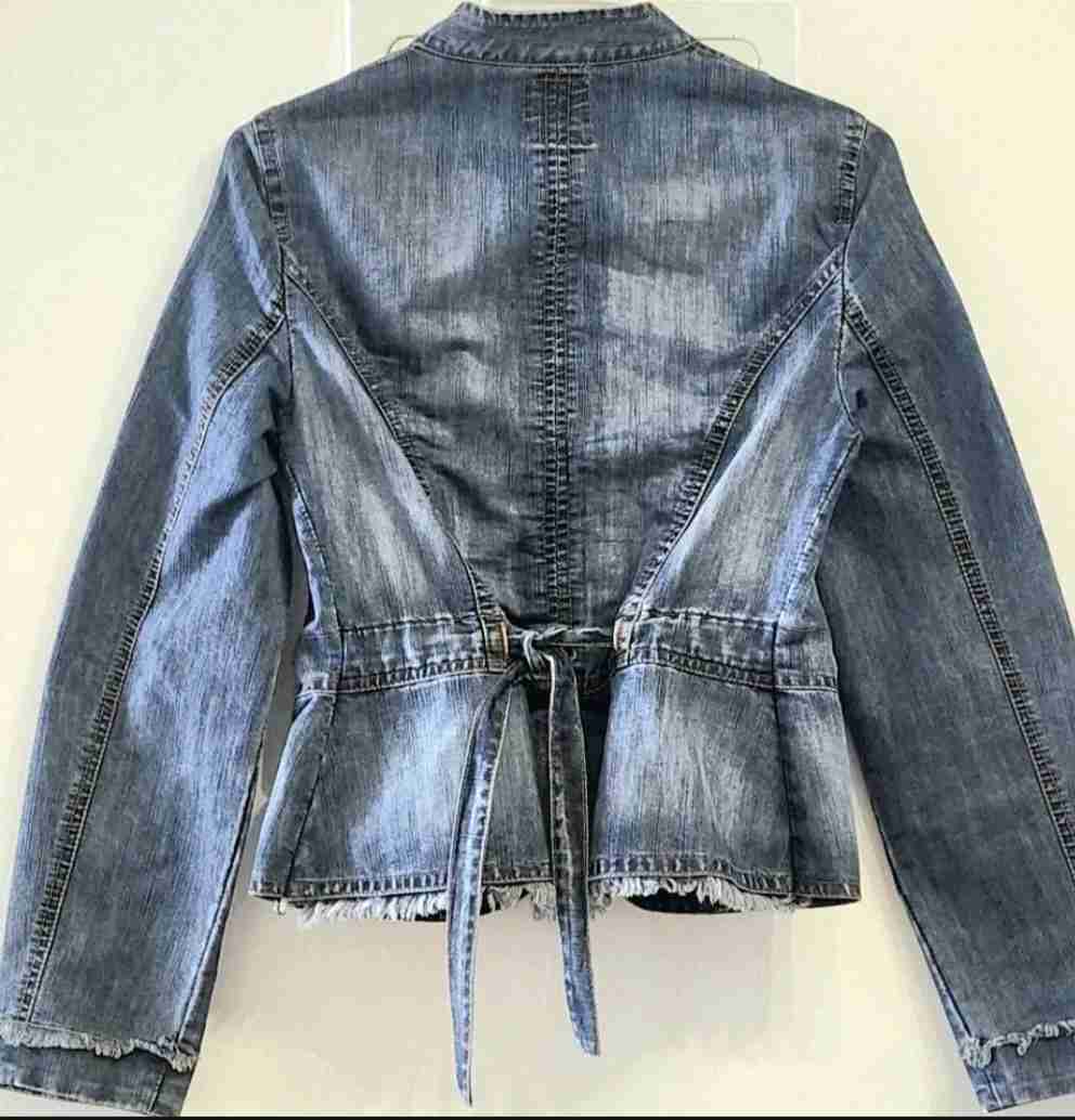Blazer Mezclilla cuello Mao/con Cierre/prendedor - miniatura 2