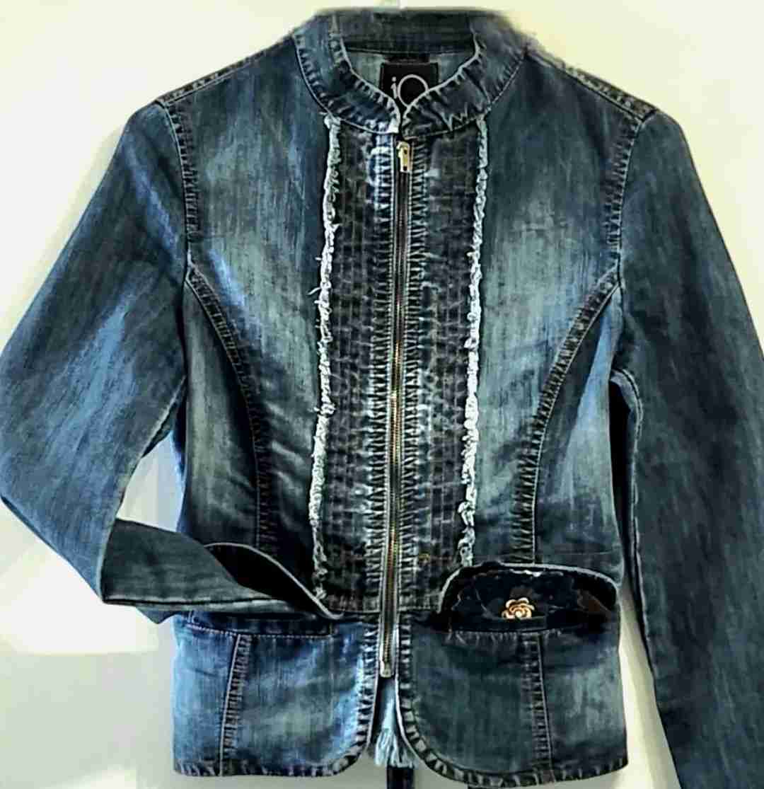 Blazer Mezclilla cuello Mao/con Cierre/prendedor - miniatura 3