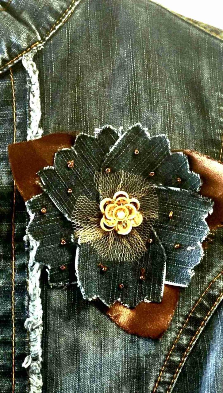 Blazer Mezclilla cuello Mao/con Cierre/prendedor - miniatura 4