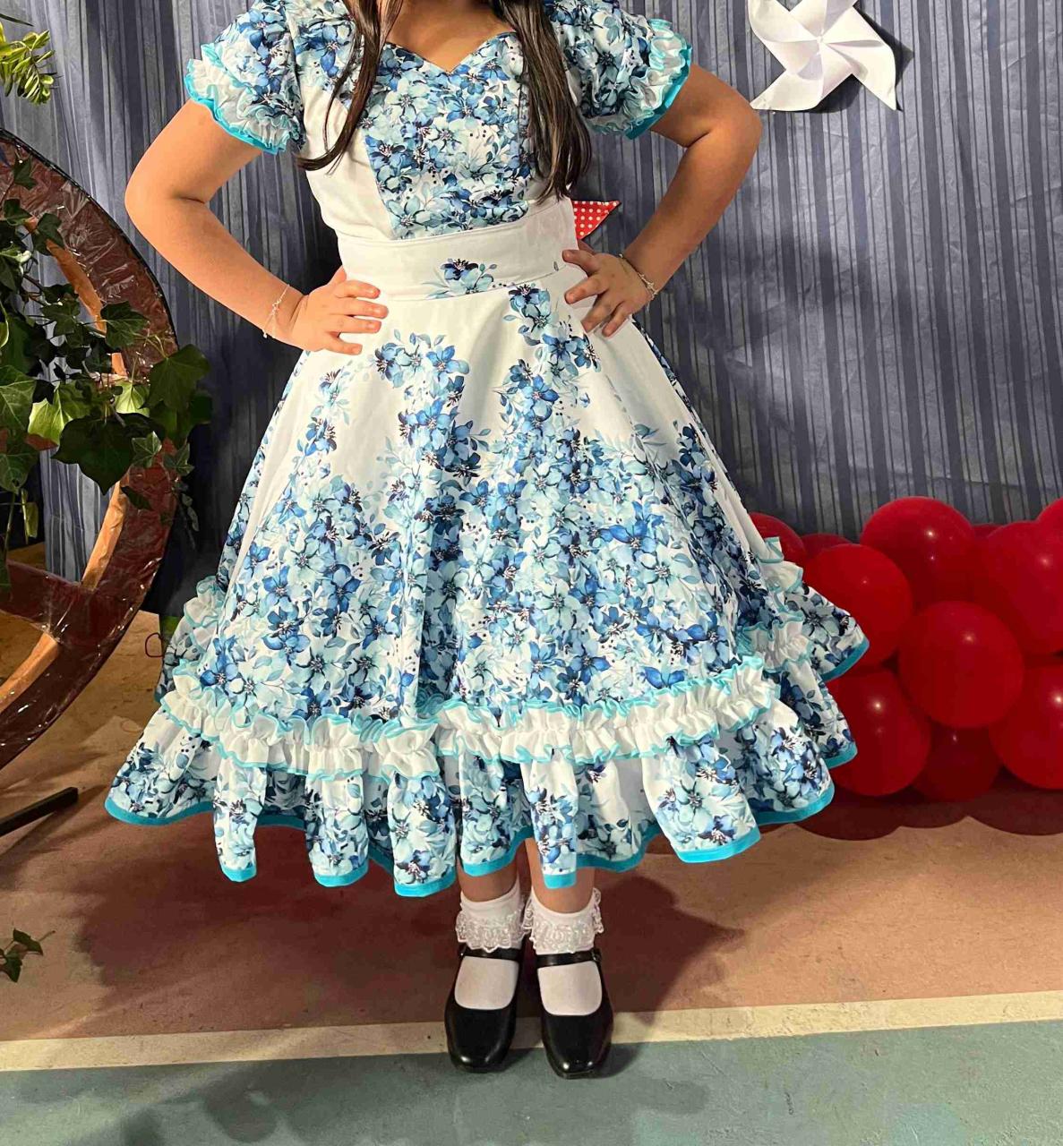Vestido de fiesta floral azul - miniatura 6