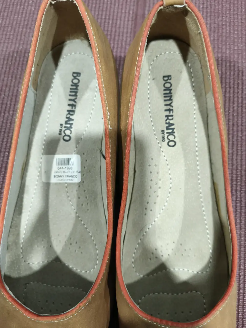 Zapatos cuero Beige con Bordes Naranjas 39 - miniatura 4