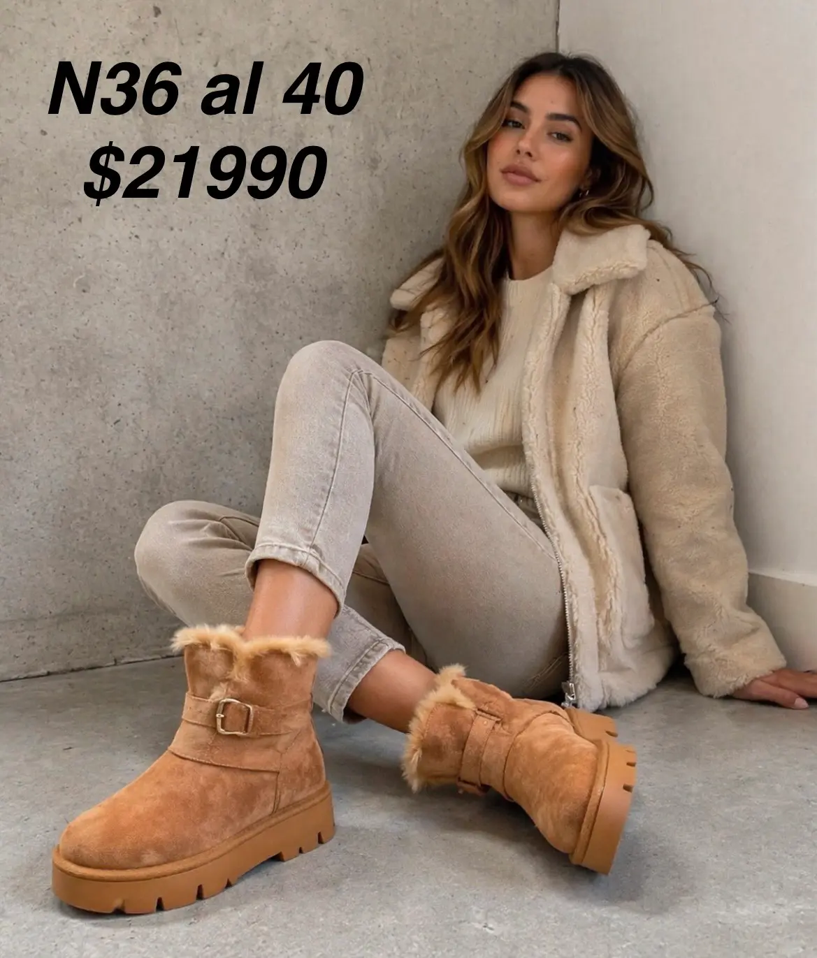 Botas de cuero camel estilo casual - miniatura 2