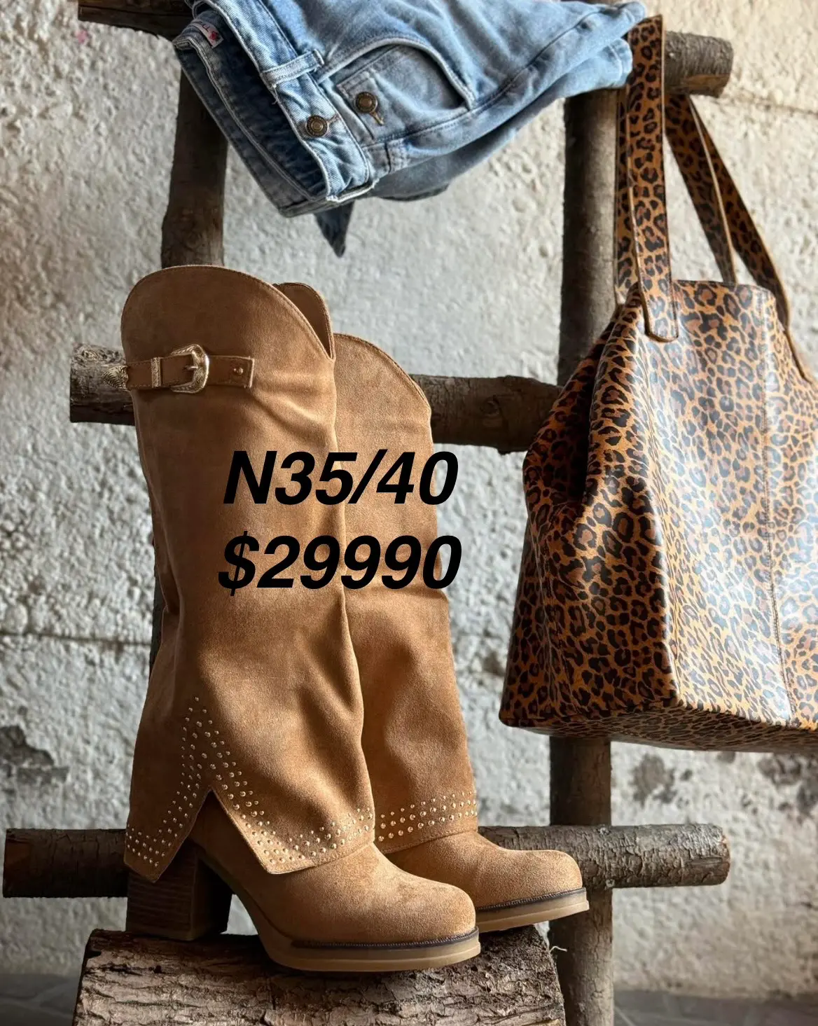 Botas de cuero camel estilo casual - miniatura 4