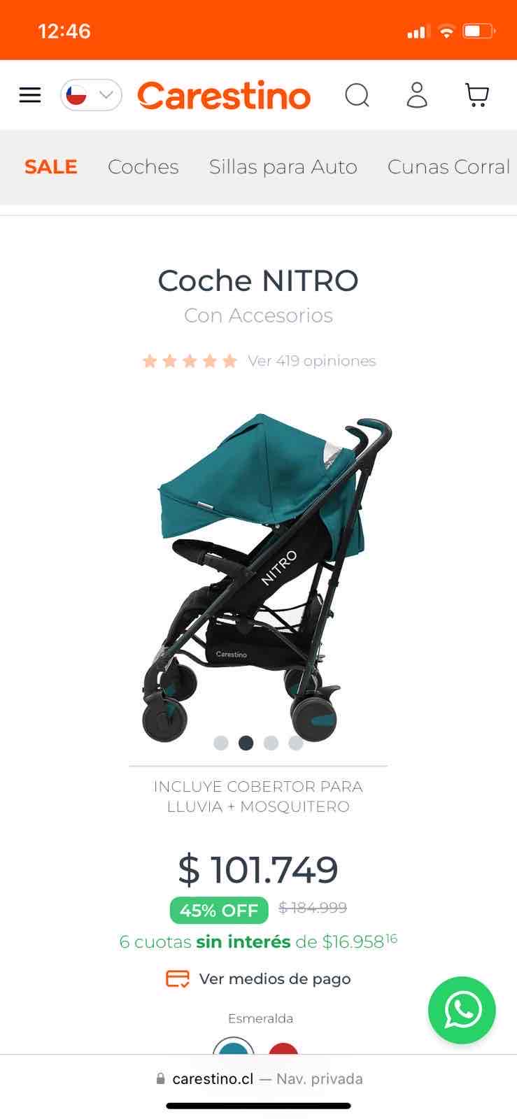 Coche de bebé Carestino azul - miniatura 3