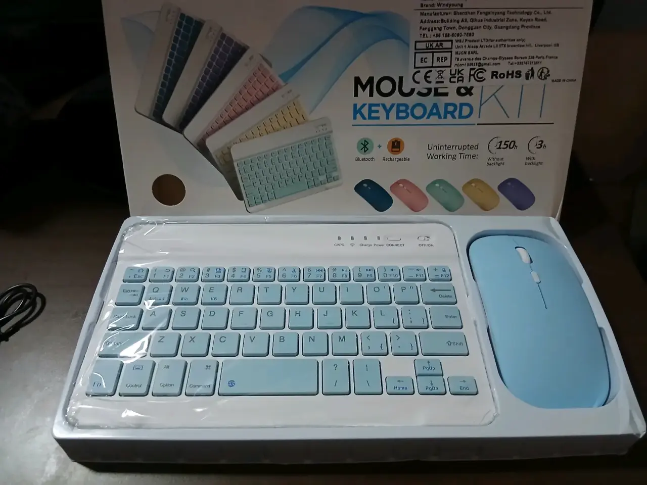 Set teclado y mouse inalámbrico azul - miniatura 1