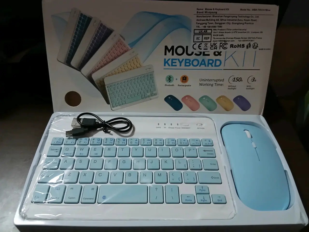 Set teclado y mouse inalámbrico azul - miniatura 2