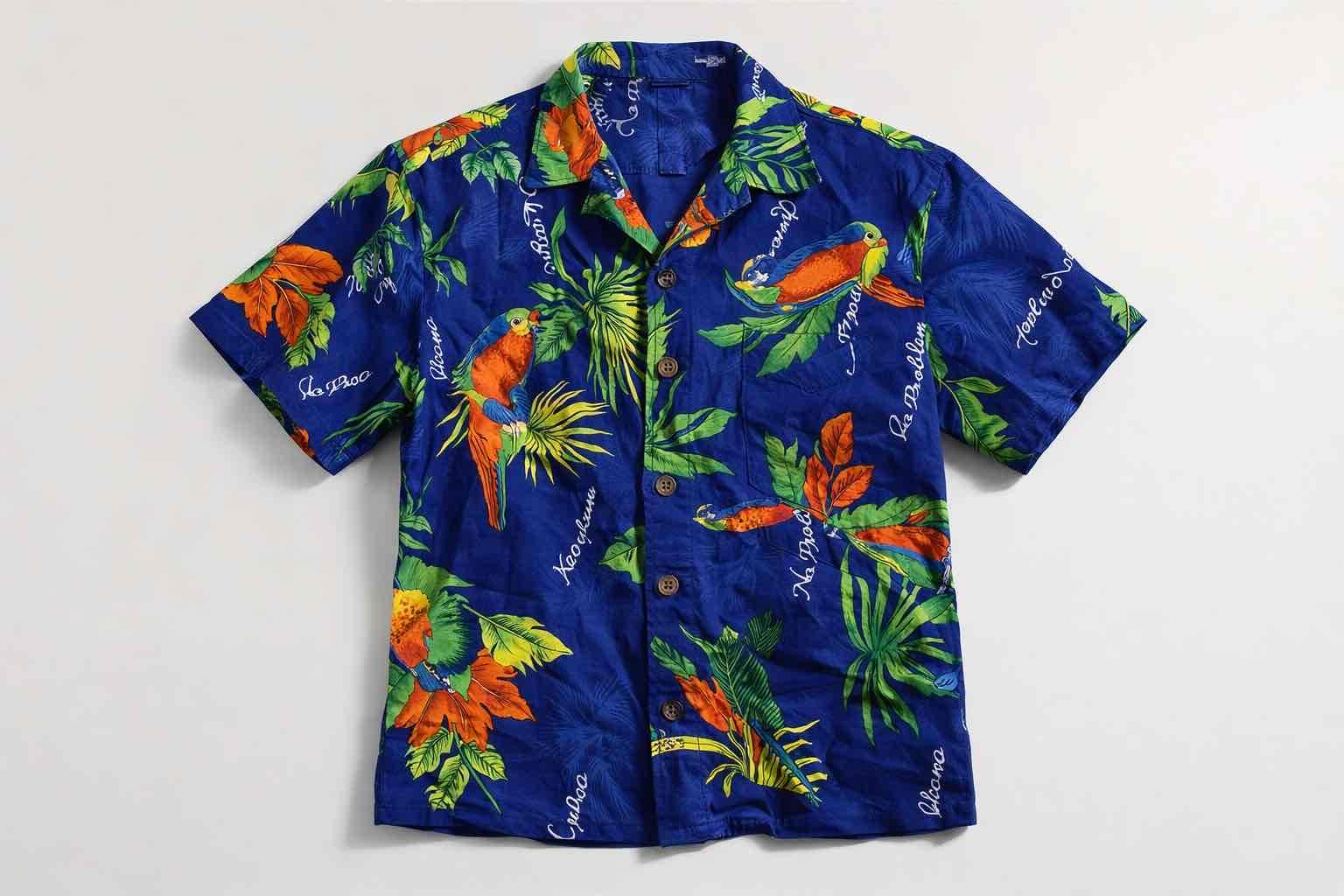 Camisa hawaiana azul estampada - miniatura 1