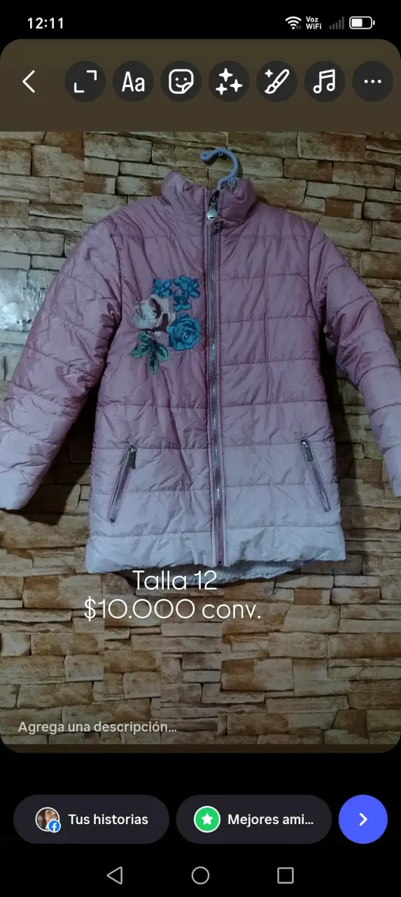 Chaqueta acolchada rosa con flores - miniatura 3
