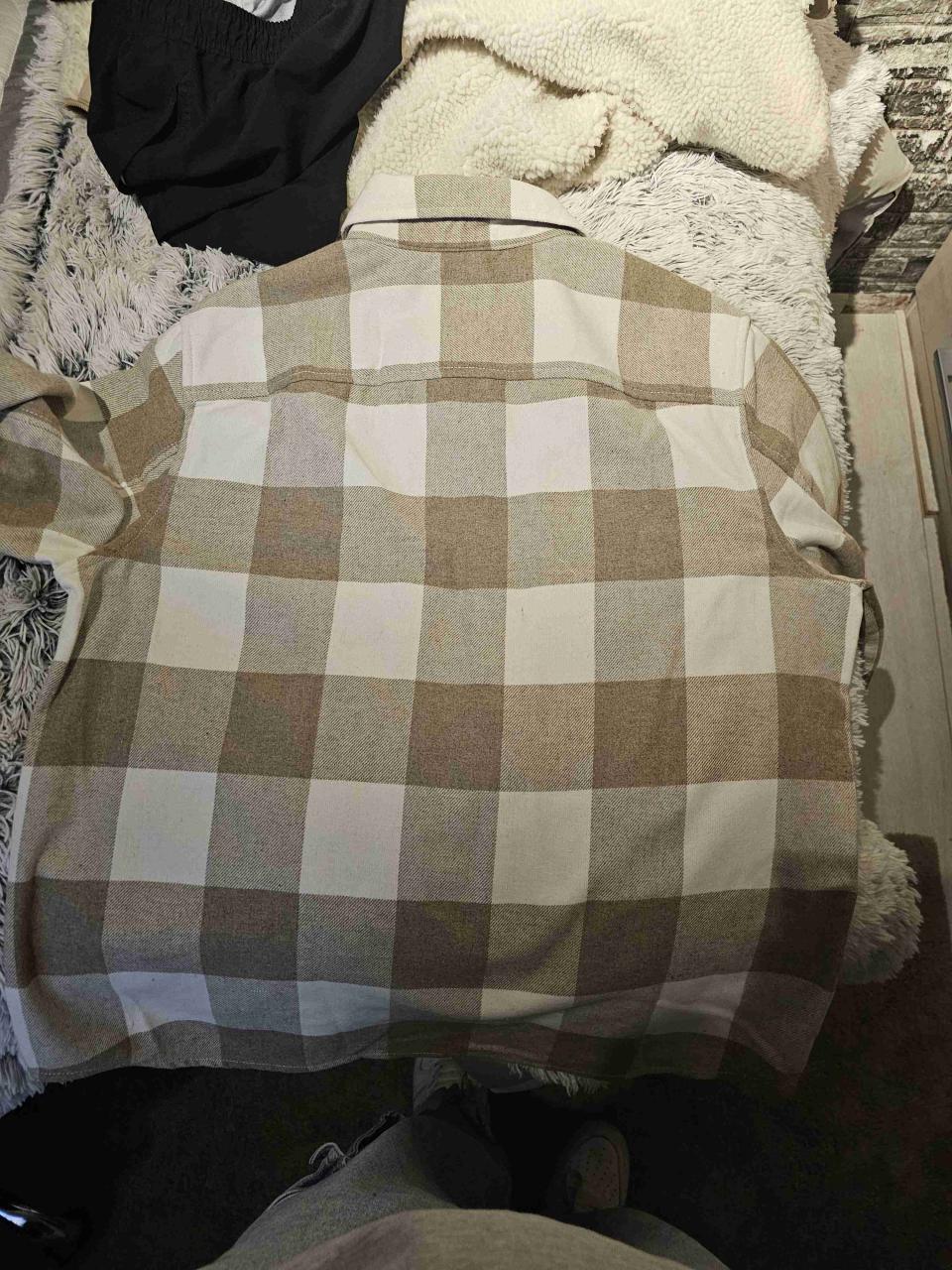 Camisa a cuadros beige y blanco - miniatura 2