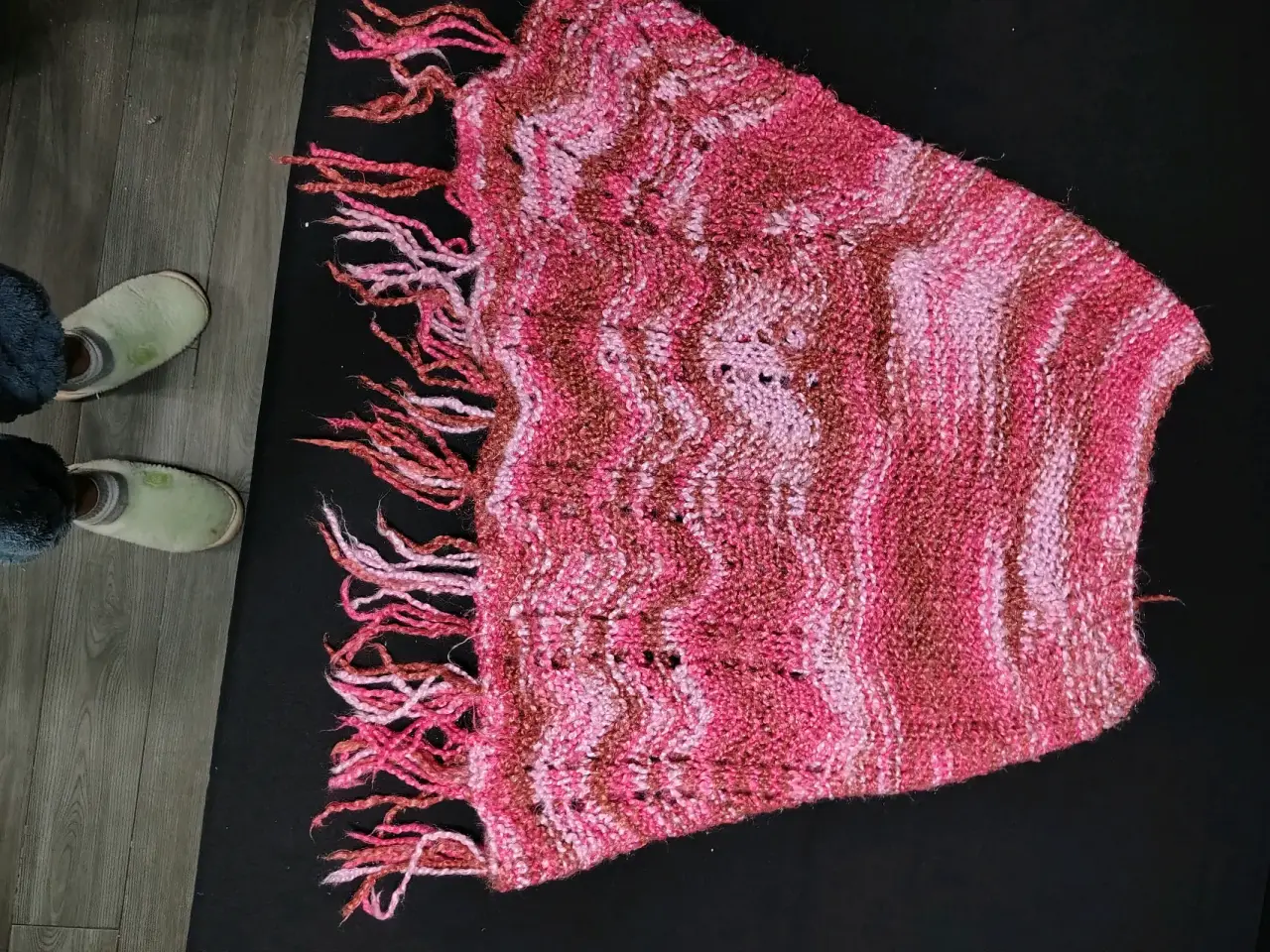 Poncho tejido a rayas multicolor - miniatura 3