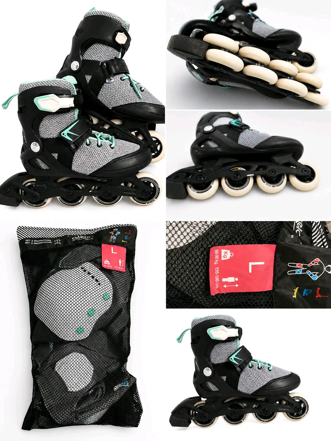 Patines en línea negros y grises - miniatura 1