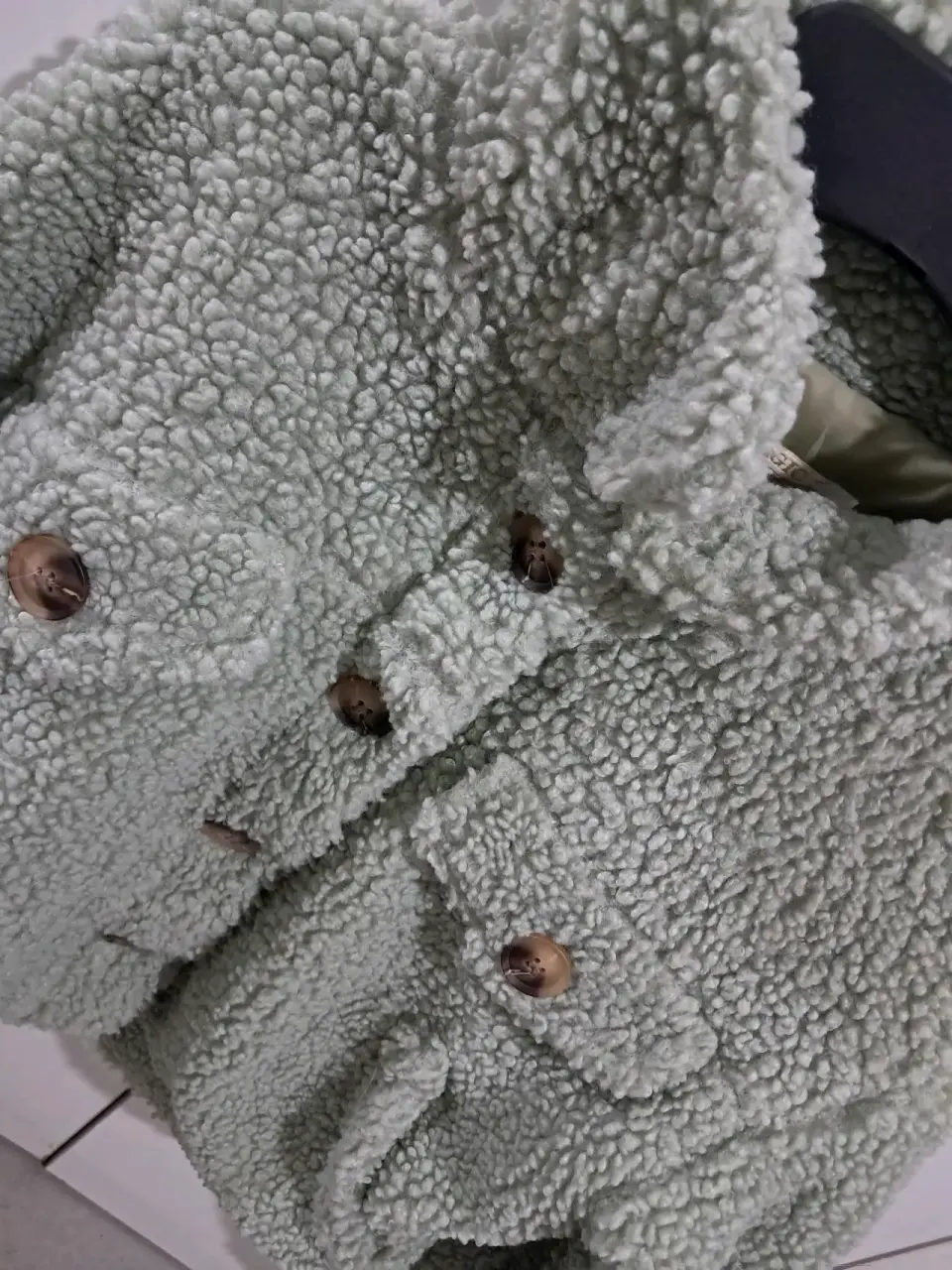 Chaqueta de lana abotonada verde claro - miniatura 1