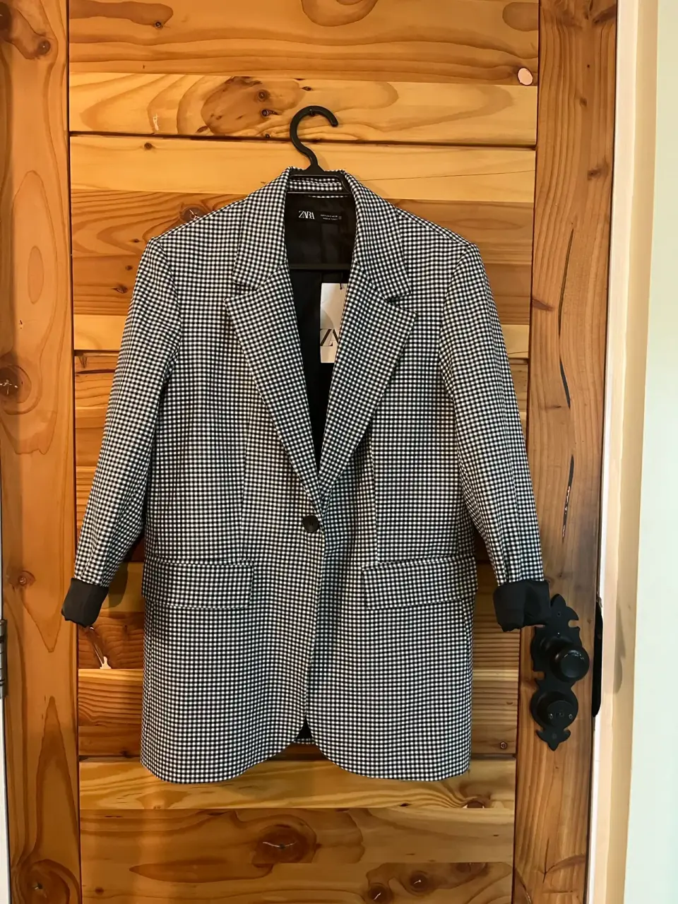 Blazer Zara cuadros blanco y negro - miniatura 1