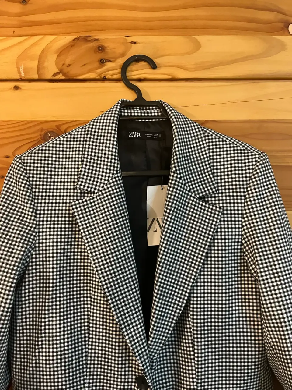 Blazer Zara cuadros blanco y negro - miniatura 3