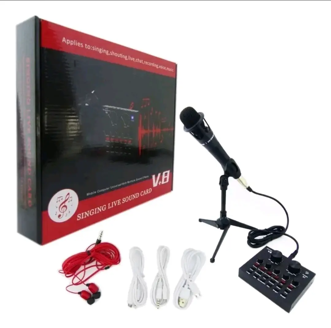 Kit Micrófono Condensador con Tarjeta de Sonido V8 - miniatura 3
