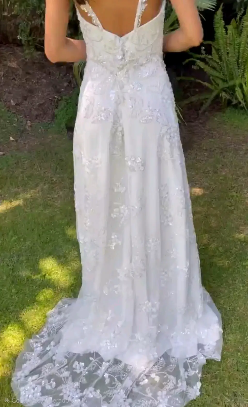 Vestido de novia blanco bordado a mano - miniatura 3