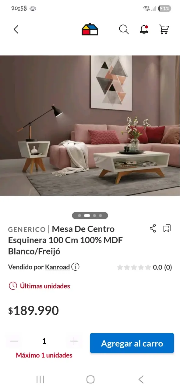 Mesa de centro blanca moderna con esquinero - miniatura 5