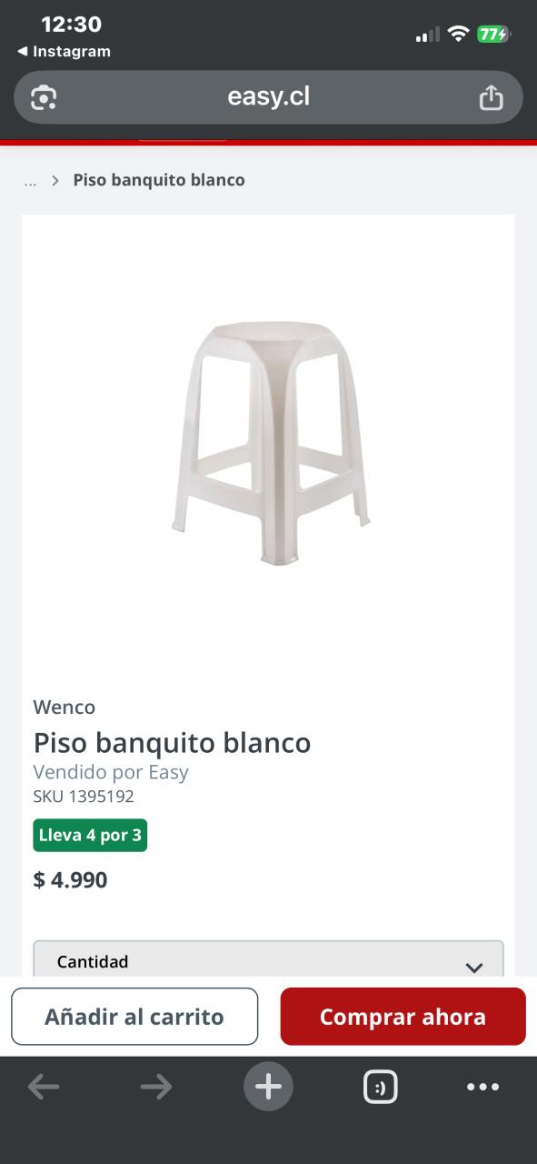 Banquito blanco de plástico