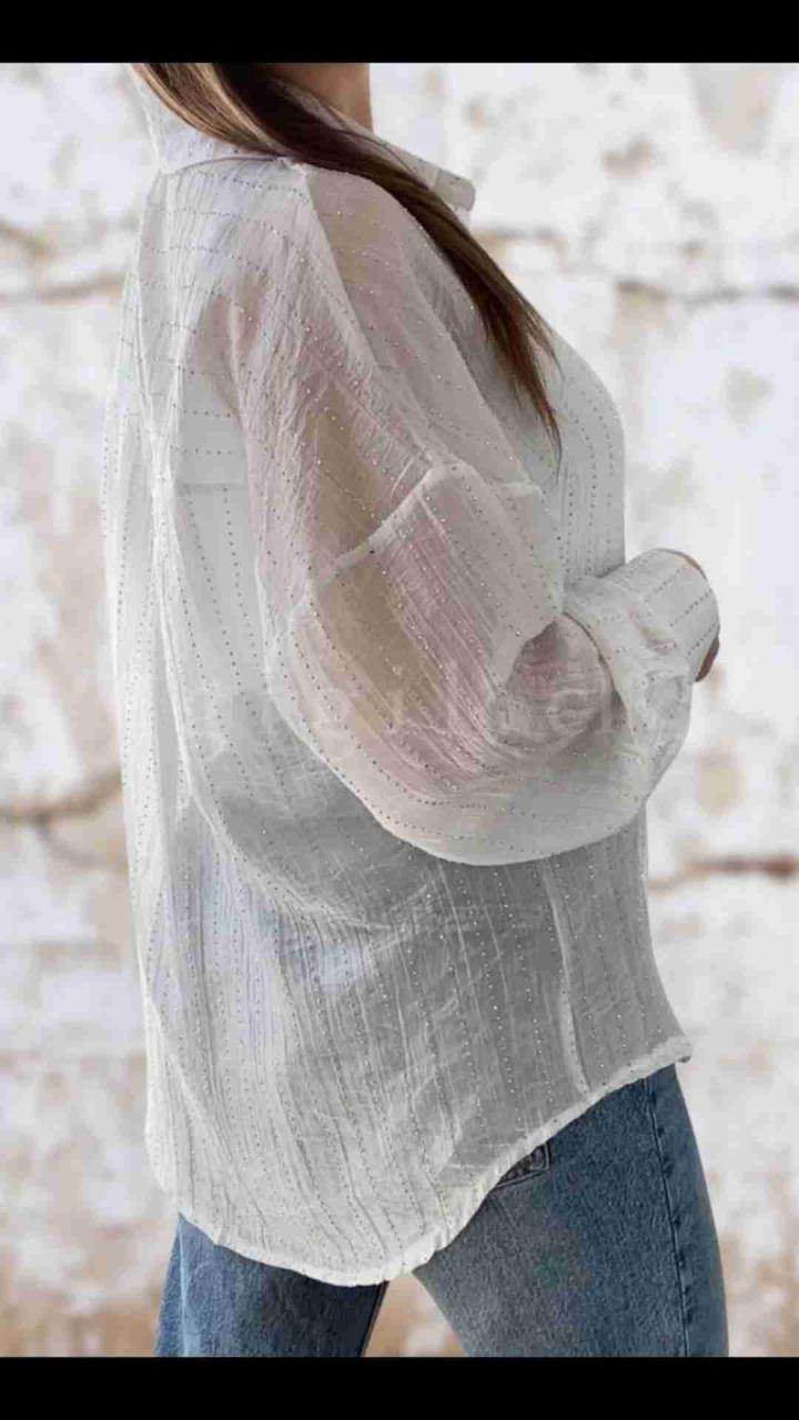Blusa blanca mini tachitas - miniatura 2