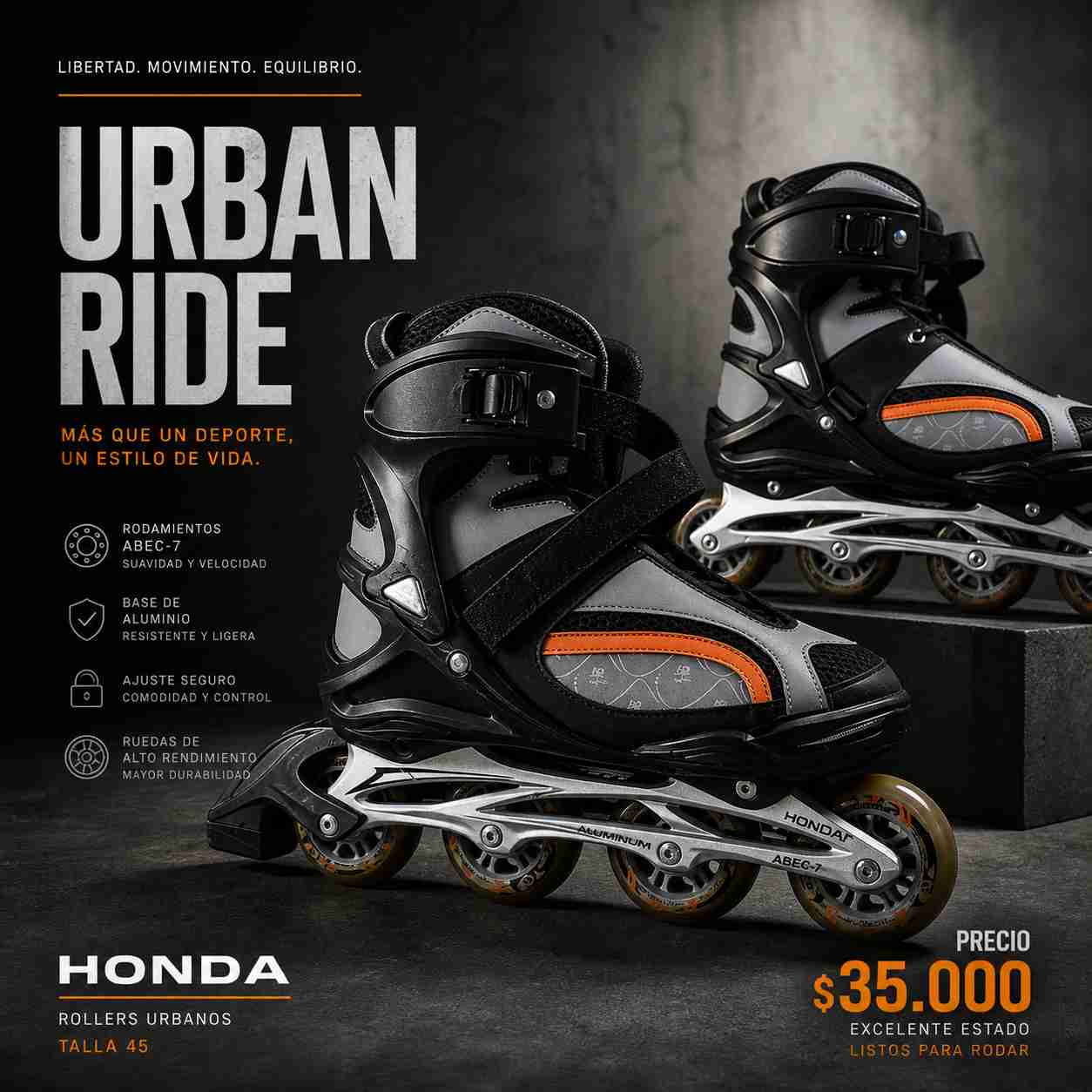 Patines en línea negros y grises - miniatura 2